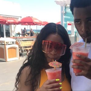 Pink oversized sunglasses